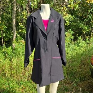 Women's Black Victorias Secret Jacket with Pink Accents and Pink Shirt